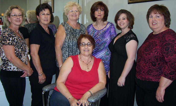 Our Staff: l-r Becky, Marie, Sue, Linda, Karen, Mandi, and Marcia